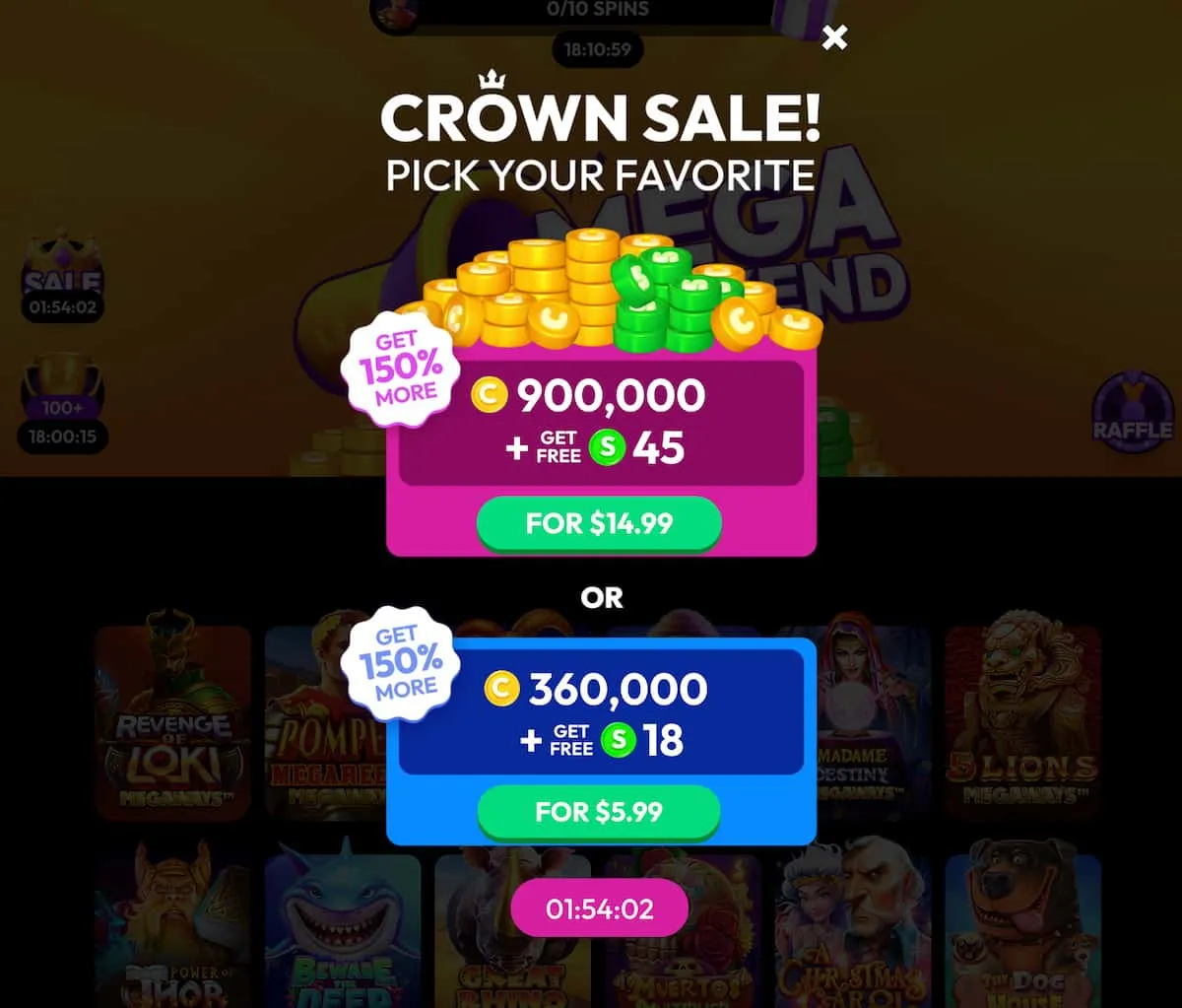 crown coins first purchase promo offer web